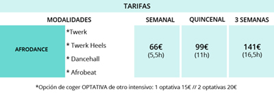 tarifas intensivos de danza urbana
